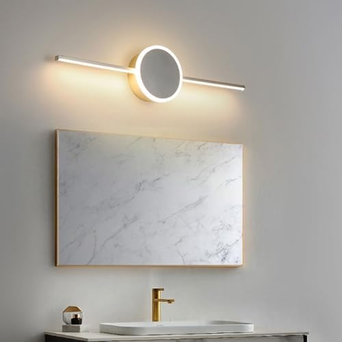 Modern LED Vanity Light for Bathroom Mirror, 3 Color Temperatures, Minimalist Linear Design, Aluminum & Acrylic Fixture, Gold/Silver Finish, 60cm Length, Perfect for Stylish Décor.
