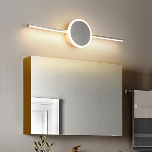Modern LED Bathroom Vanity Light, 3 Color Temperature Sconce, Minimalist Linear Design, Aluminum & Acrylic Fixture, Gold/Silver Finish, 60cm Length for Mirrors