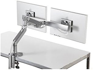 M8 Humanscale Monitor Arm Cross Bar, Dual Monitor Arm, Clamp Mount, Silver w/Grey Trim