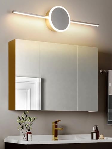 Modern LED Bathroom Vanity Light, 3 Color Temperature Sconce, Minimalist Linear Design, Aluminum & Acrylic Fixture, Gold/Silver Finish, 60cm Length for Mirrors