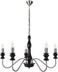 Retro Style E14 Bulb Chandelier Gold Silver Black Metal Dark Wood for Parlor Restaurant Bedroom Lighting,Dining Light Fixtures