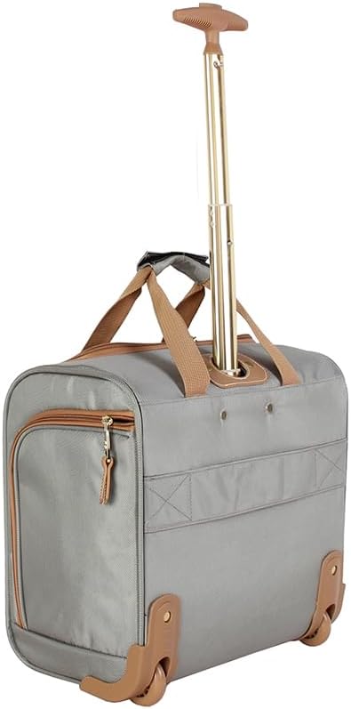 Steve Madden Designer 15 Inch Carry on Suitcase- Small Weekender Overnight Business Travel Luggage- Lightweight 2- Rolling Spinner Wheels Under Seat Bag for Women (Harlo Gray)