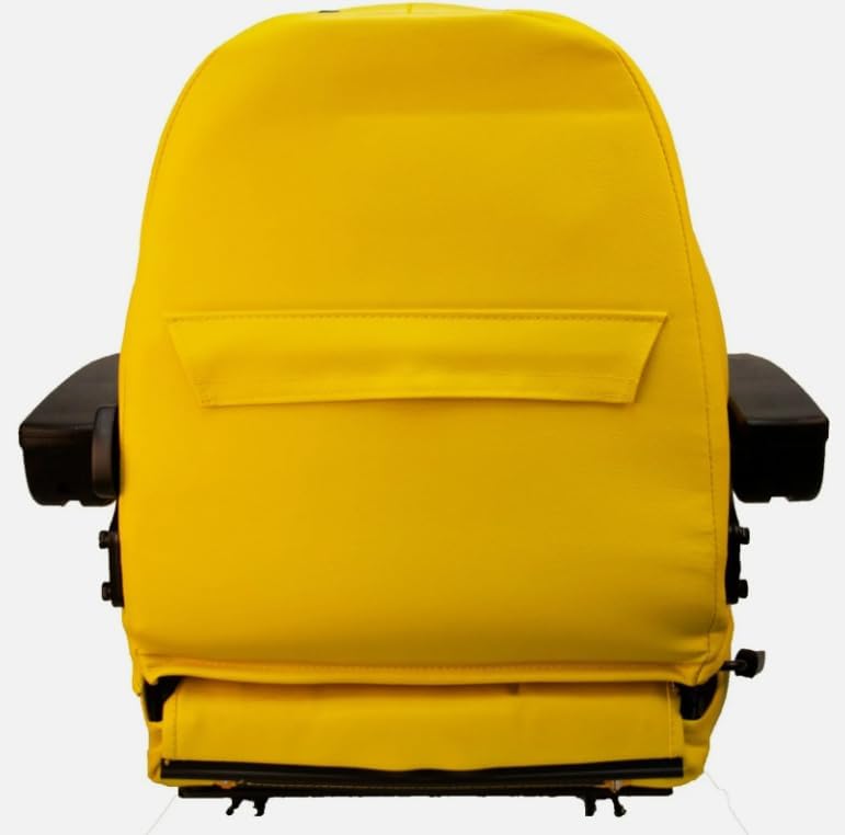 Generic Universal Lawn Mower Seat, fits almost all Zero Turn Lawn Mowers; 25'' H x 21.5'' W x 24'' D; Universal Slide System; Yellow; fits Skid Steers, Tractors, Forklifts, UTVs; SU-440002YE