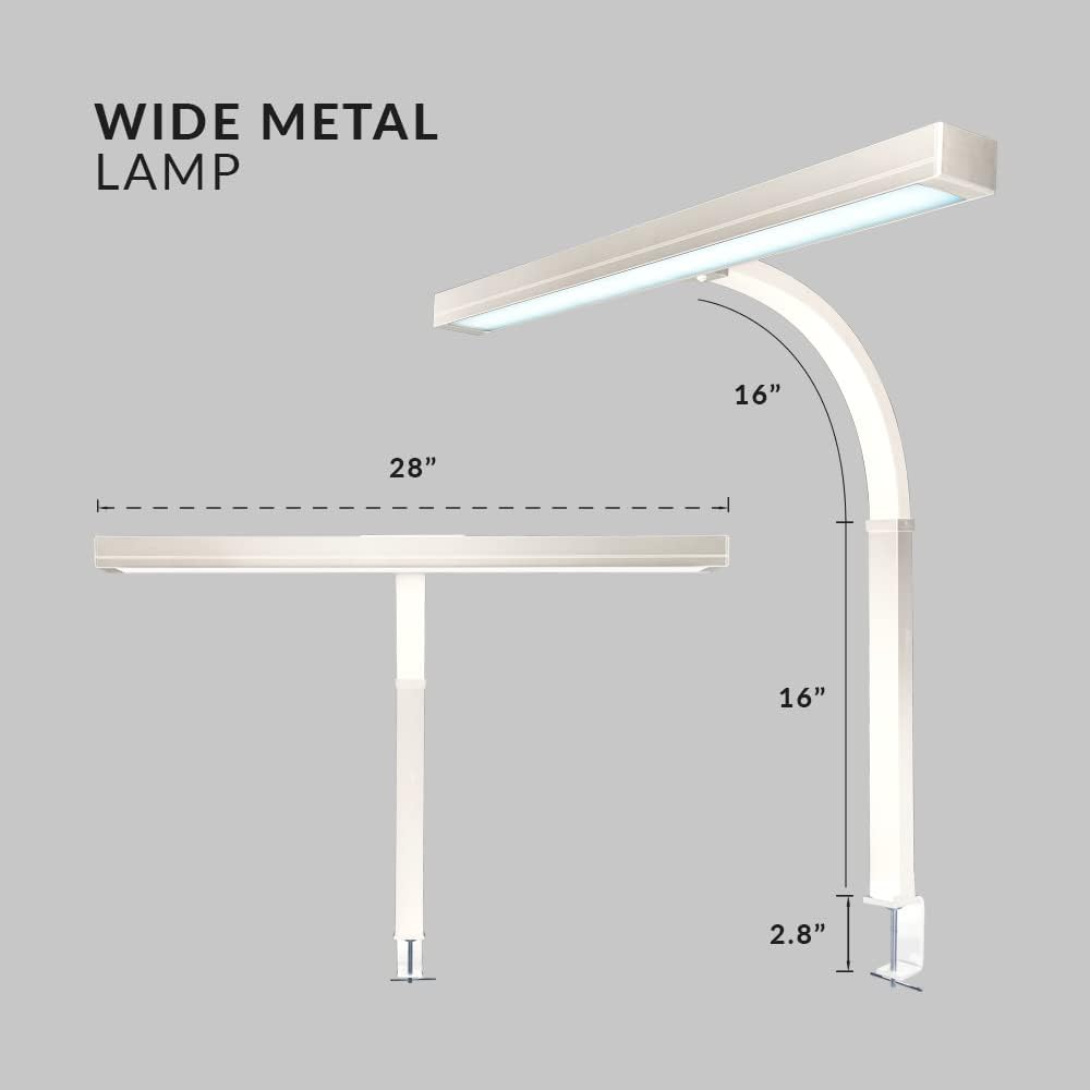 Neatfi 3,000 Lumens LED Desk Lamp with Clamp | Dimmable | 5 Brightness Levels & 5 Light Modes | Memory Function | Eye-Caring Flexible Lamp for Home & Office (28 Inches, White)