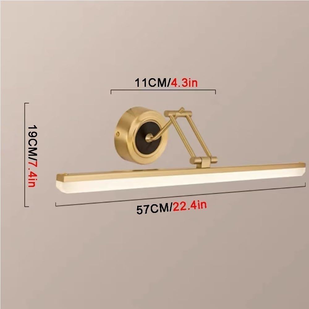 Modern Wall Sconce LED Vanity Light in Copper Black/Gold Bathroom Mirror Lighting Fixture for Living Room Hallway, Gold Tone Wall Lamp T-155(57cm,Negro)