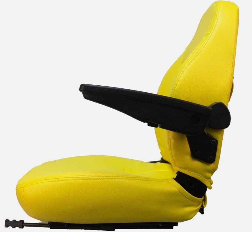 Generic Universal Lawn Mower Seat, fits almost all Zero Turn Lawn Mowers; 25'' H x 21.5'' W x 24'' D; Universal Slide System; Yellow; fits Skid Steers, Tractors, Forklifts, UTVs; SU-440002YE