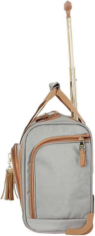 Steve Madden Designer 15 Inch Carry on Suitcase- Small Weekender Overnight Business Travel Luggage- Lightweight 2- Rolling Spinner Wheels Under Seat Bag for Women (Harlo Gray)