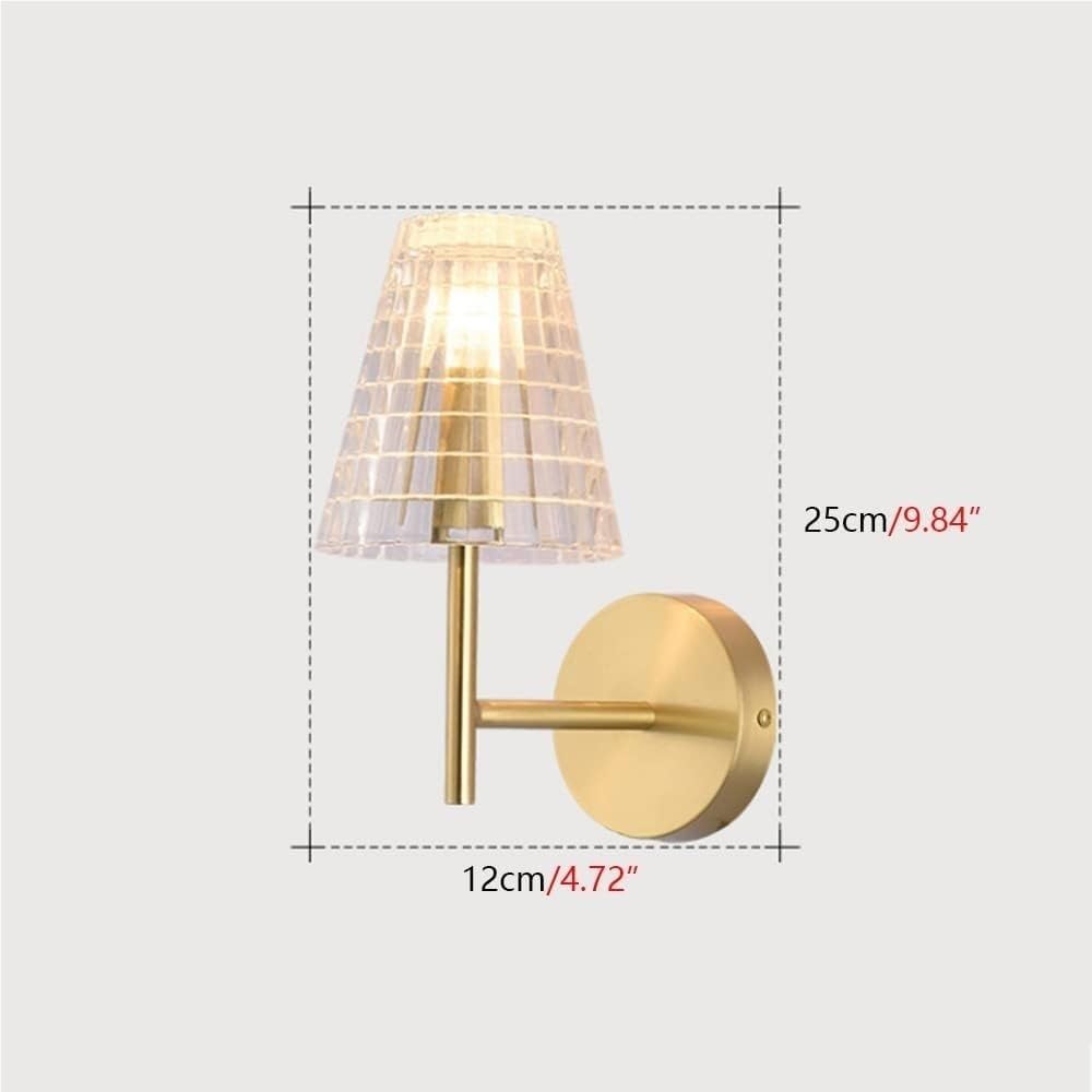 Brass Wall Sconces with Glass Shade, Vintage Industrial Wall Lamp Lighting E14/E12 Base, Gold Tone Bedroom Light Fixture for Living Room Bathroom Hallway