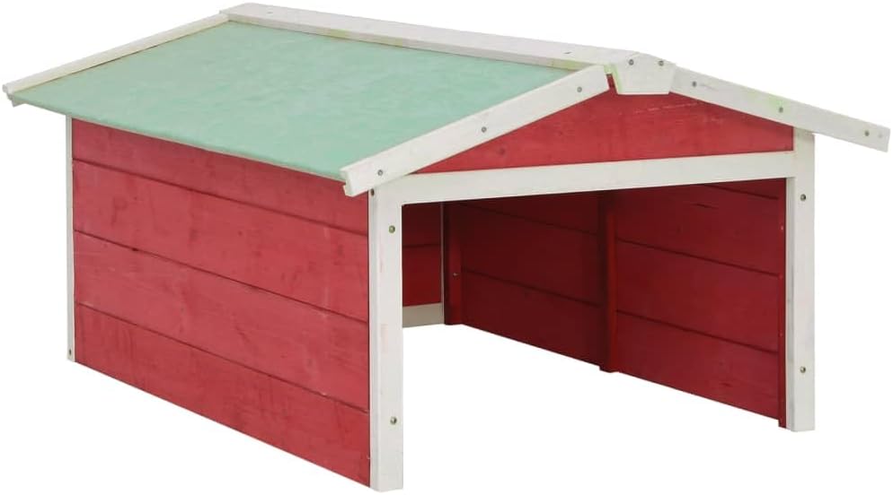 Robotic Lawn Mower Garage - Solid Firwood Weatherproof Outdoor Shed Protective Cover for Garden Tools and Charging Station Red 28.3 x 34.3 x 19.7 Inch