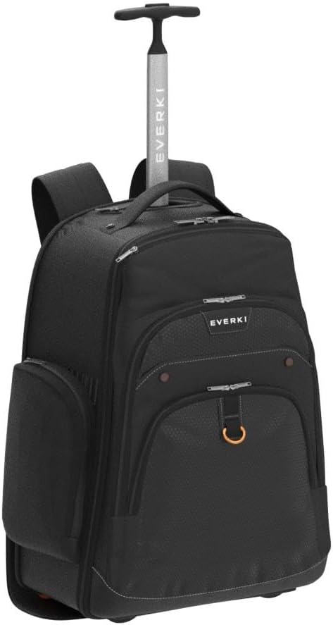EVERKI Atlas Wheeled 30L Laptop Backpack - Rolling Backpack for Men & Women, Carry-On Travel Roller Backpack for Laptops, Fits 13 to 17.3 Inches with Adjustable Compartment for Business & Work - Black