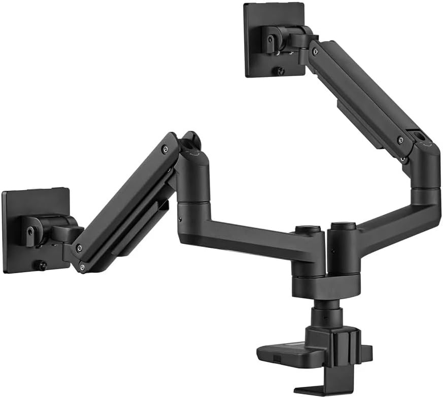 Monoprice Heavy Duty Dual Monitor Gas Spring Desk Mount - Up to 35in/44 lbs Ultrawide Screens, Detachable VESA 100x100/75x75 Plate, Topside Installation
