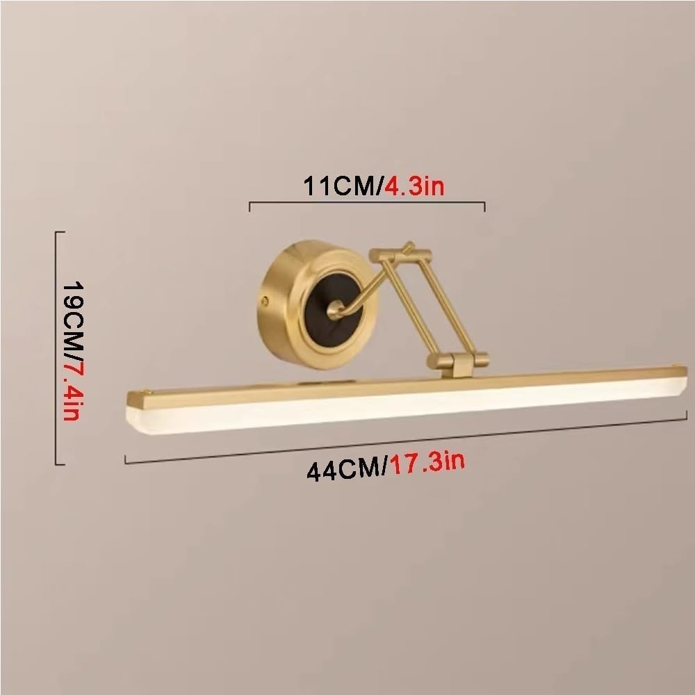 Modern Wall Sconce Vanity Light in Copper Black/Gold Bathroom Mirror Lighting Fixture for Living Room Hallway, Gold Tone Wall Lamp(Black,44cm)