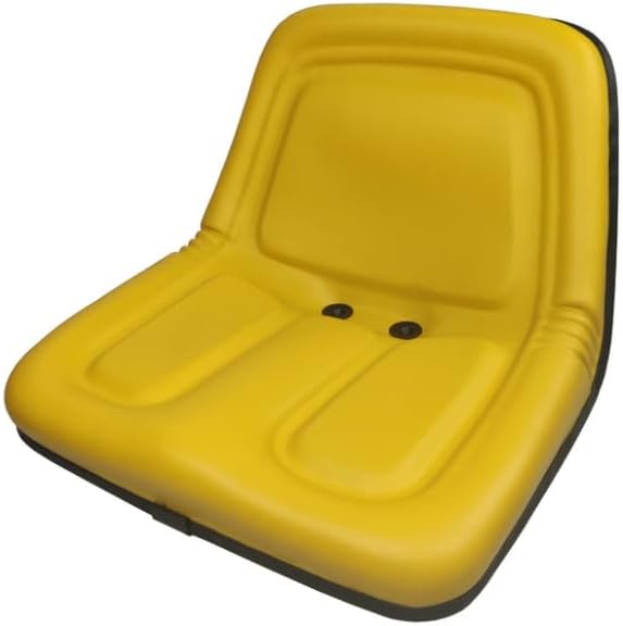 Lawn Mower Seat Replacement; Compatible with John Deere Tractors: 212, 214, 216, 300, 312, 314, 317, 316, 318, 322, 330, 332, 400, 420, 430; Yellow; SU-109000YE-J2