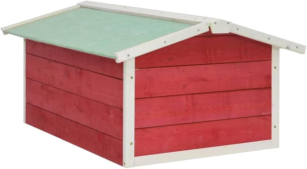 Robotic Lawn Mower Garage - Solid Firwood Weatherproof Outdoor Shed Protective Cover for Garden Tools and Charging Station Red 28.3 x 34.3 x 19.7 Inch