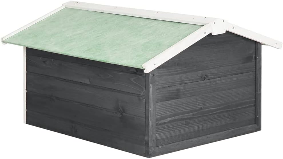SKM Robotic Lawn Mower Garage 28.3'x34.3'x19.7', Wooden Lawn Mower Garage for Outdoor Gray and White Firwood