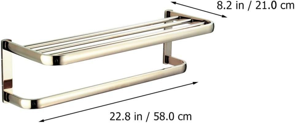 WOONEKY Wall-Mounted Brass Towel Rack 58cm Gold Tone Bathroom Towel Storage Holder Bathroom and Kitchen Multifunctional Drying Rail