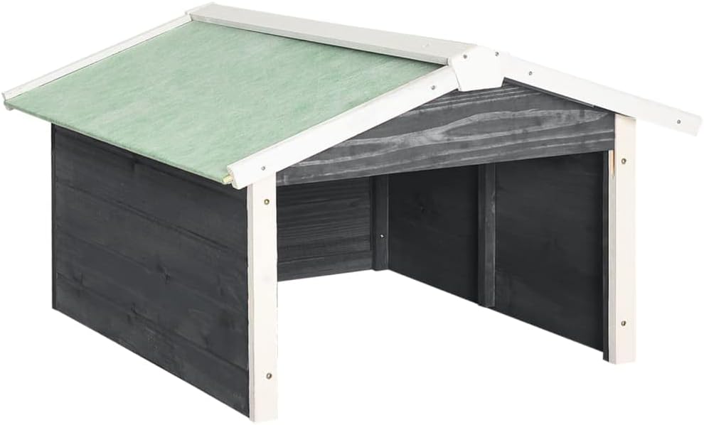 SKM Robotic Lawn Mower Garage 28.3'x34.3'x19.7', Wooden Lawn Mower Garage for Outdoor Gray and White Firwood