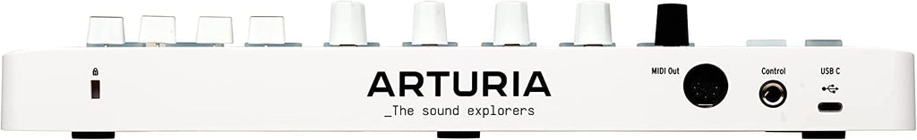 Arturia MiniLab 3 MIDI Keyboard Controller Bundle with SR350 Over Ear Samson Headphones, USB Cable & Polishing Cloth - 25 Key MIDI Keyboard for Recording Studio Equipment, Software Included (WHITE)