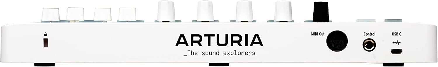 Arturia MiniLab 3 MIDI Keyboard Controller Bundle with SR350 Over Ear Samson Headphones, USB Cable & Polishing Cloth - 25 Key MIDI Keyboard for Recording Studio Equipment, Software Included (WHITE)