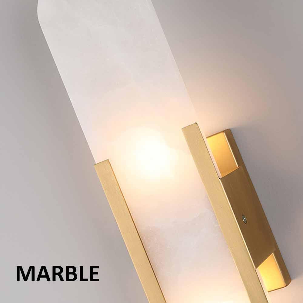 Natural Alabaster Wall Sconces Set of 2 Marble Wall Lamp Bathroom Vanity Light Fixtures Alabaster Sconce Lighting White Stone Wall Mount Lamp for Bedroom Living Room Hallway Stairs Kitchen