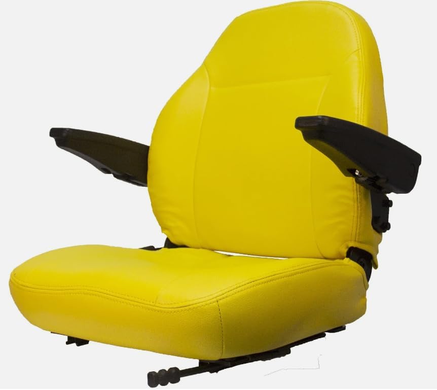 Generic Universal Lawn Mower Seat, fits almost all Zero Turn Lawn Mowers; 25'' H x 21.5'' W x 24'' D; Universal Slide System; Yellow; fits Skid Steers, Tractors, Forklifts, UTVs; SU-440002YE