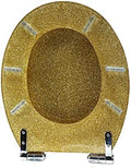 Toilet Seat Black Toilet Seat Cover, Sparkly Toilet Seat Glitter Toilet Seat Slow Close Toilet Seat Round, Top/Bottom-Fixed, Quick Release Easy Installation and Cleaning,Gold，Gold