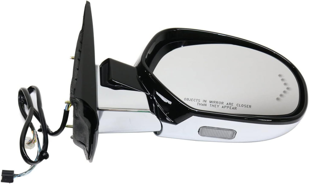 Garage-Pro Power Heated Side Mirrors for Cadillac Escalade ESV 2007-2014, Driver Passenger Side, Power Fold, Signal Light, Memory, Puddle Lamp, Chrome, Without Blind Spot Monitor