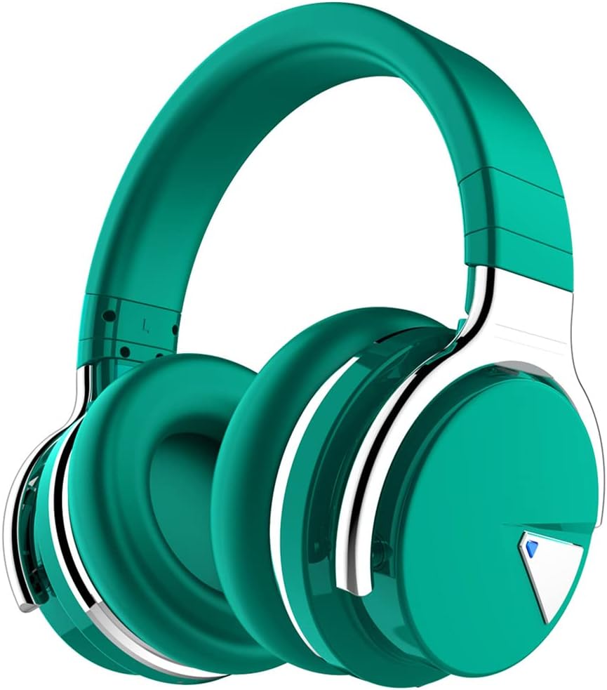 ANC Active Noise Cancelling Wireless Bluetooth Over-Ear Headphones 40Mm Speakers Hi-Fi Stereo Foldable On-Ear Headsets with Mic, 30H Playtime,Green