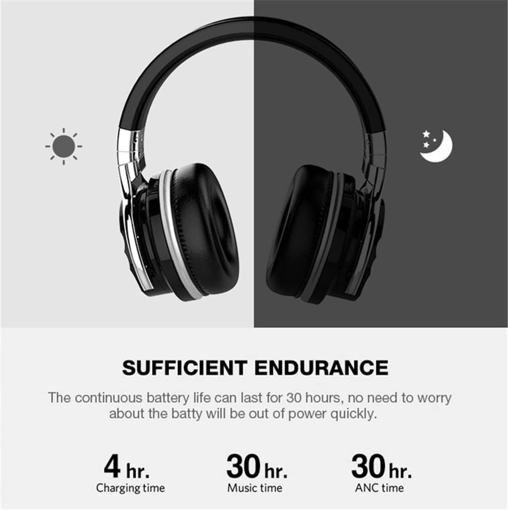Sports ANC Active Noise Cancelling Headphones Wireless Bluetooth Over-Ear Foldable Headsets with Mic, Hi-Fi Stereo Deep Bass, 30H Playtime, for Sports/TV/Work,Black
