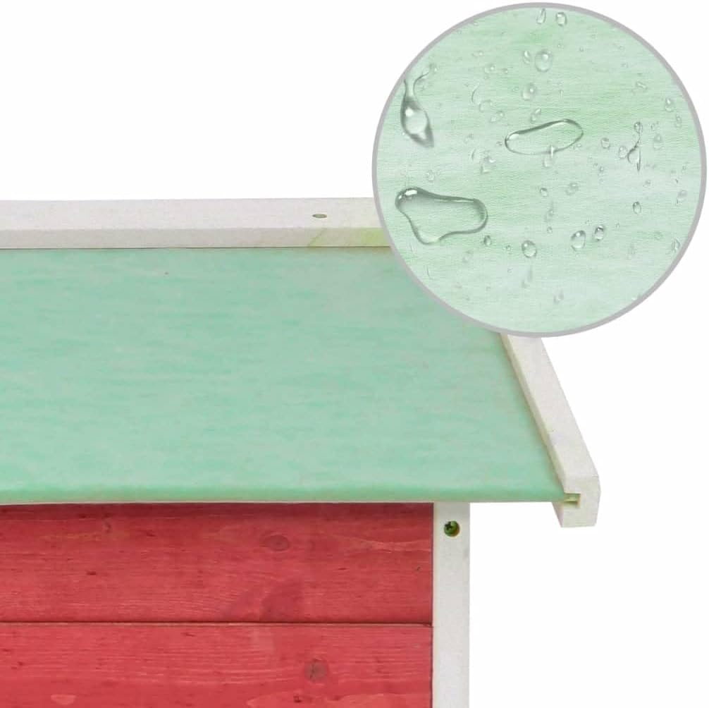 Robotic Lawn Mower Garage - Solid Firwood Weatherproof Outdoor Shed Protective Cover for Garden Tools and Charging Station Red 28.3 x 34.3 x 19.7 Inch