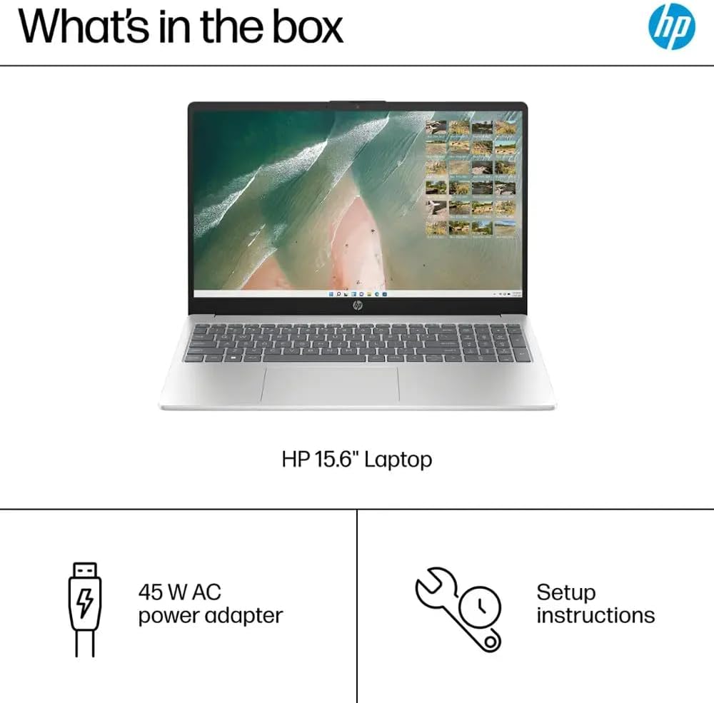 HP 15.6 Touchscreen Business Laptop, Intel i3 1215U(Up to 4.4 GHz), 15.6 LED 250 Nits Display, 16GB RAM, 512GB SSD, Long Battery Life, Wi-Fi 6E, Windows 11 Pro, Natural Silver, Accessories