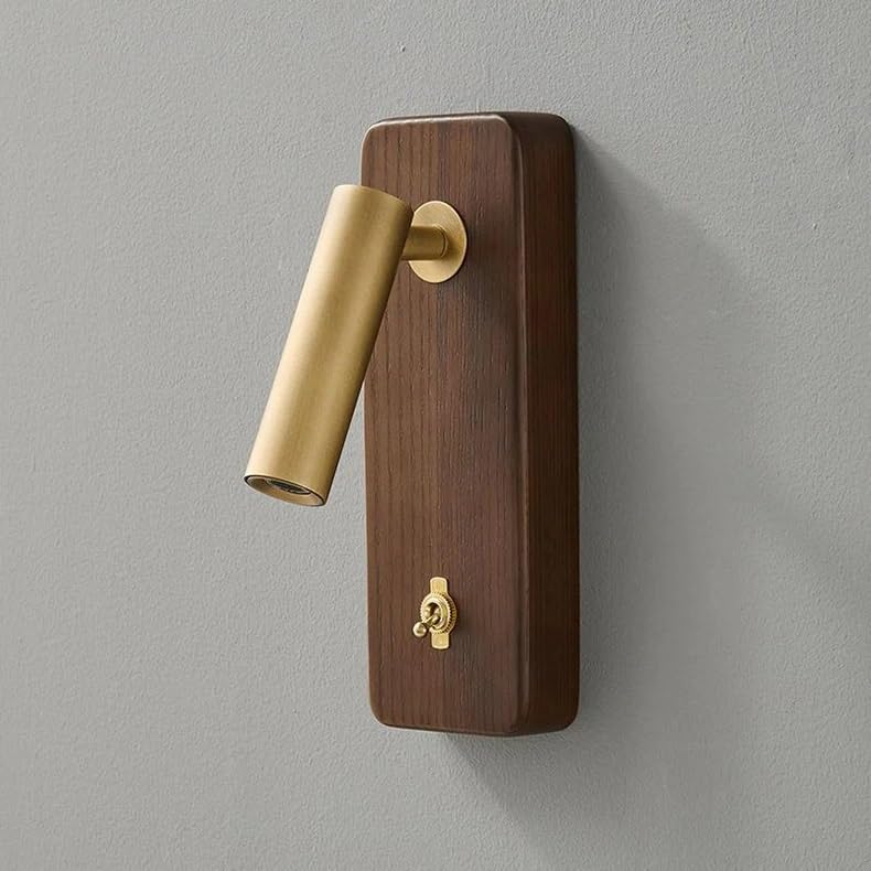 with Switch Wall Lamp Gold Silver Brass Wooden Lighting Fixtures for Bedroom Reading Hotel Office E27 Bulb,Bathroom