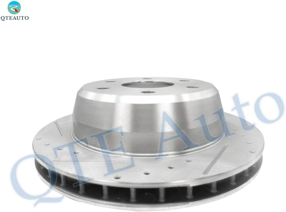 PM Auto Set of 6 Rear 330mm Drilled Slotted Disc Brake Rotors-Ceramic Brake Pad kit Replacement For 2004-2006 Chevy Silverado 1500