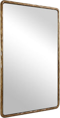 ANDY STAR Hand-Forged Gold Bathroom Mirrors for Wall, 24x36 Inch Vintage Solid Steel Metal Frame Bathroom Vanity Mirror, Antique Rounded Rectangle Wall Mirror, Hangs Horizontally or Vertically
