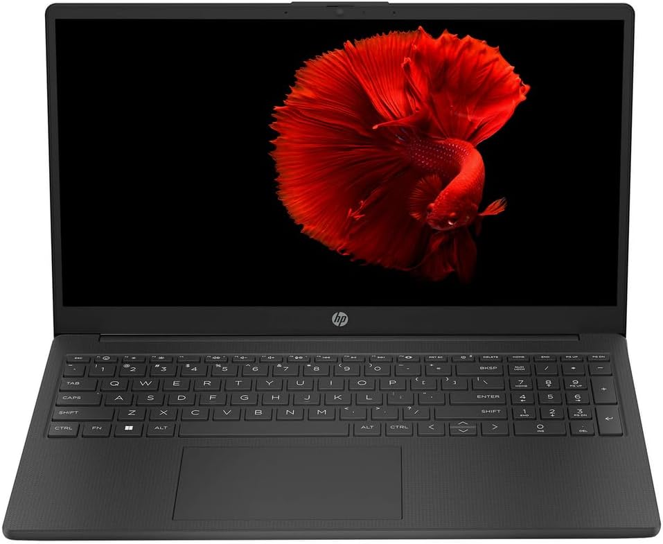 HP Essential 15.6' Laptop, Intel N200 4-Core Processor, Windows 11 Laptop 32GB RAM 384GB Storage (128GB SSD+256GB SD Card), Numeric Keypad, Camera Privacy Shutter, NLY Earphones, Black