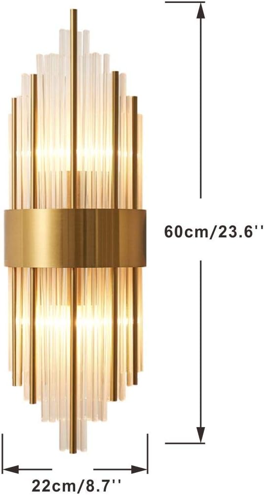 BOKT Crystal Wall Sconces Set of 2 Modern Sconces Wall Lighting Gold Wall Sconce Bathroom Vanity Wall Mount Luxury Wall Light Fixtures for Bedside Hallway