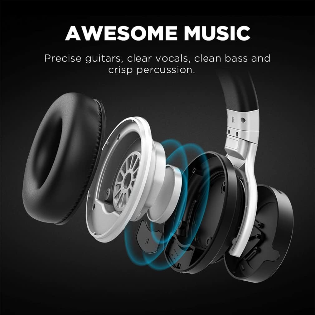 ANC Active Noise Cancelling Wireless Bluetooth Over-Ear Headphones with Mic Hi-Fi Stereo Deep Bass Foldable On-Ear Headsets, 30H Playtime, for Sports/TV/Work,Red
