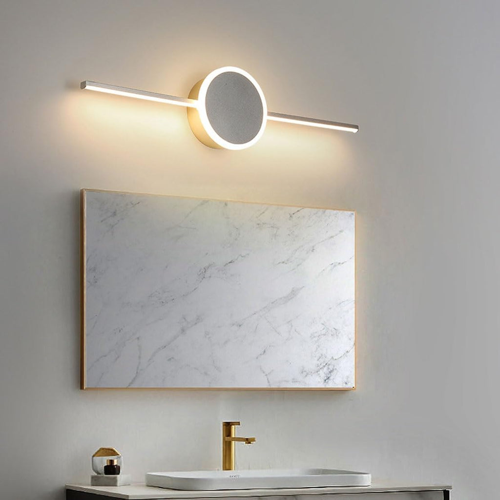 Modern LED Vanity Light for Bathroom Mirror, 3 Color Temperature Sconce, Minimalist Geometric Linear Design, Aluminum Acrylic Lighting Fixture, Gold Silver Finish, 60cm Length(40cm)