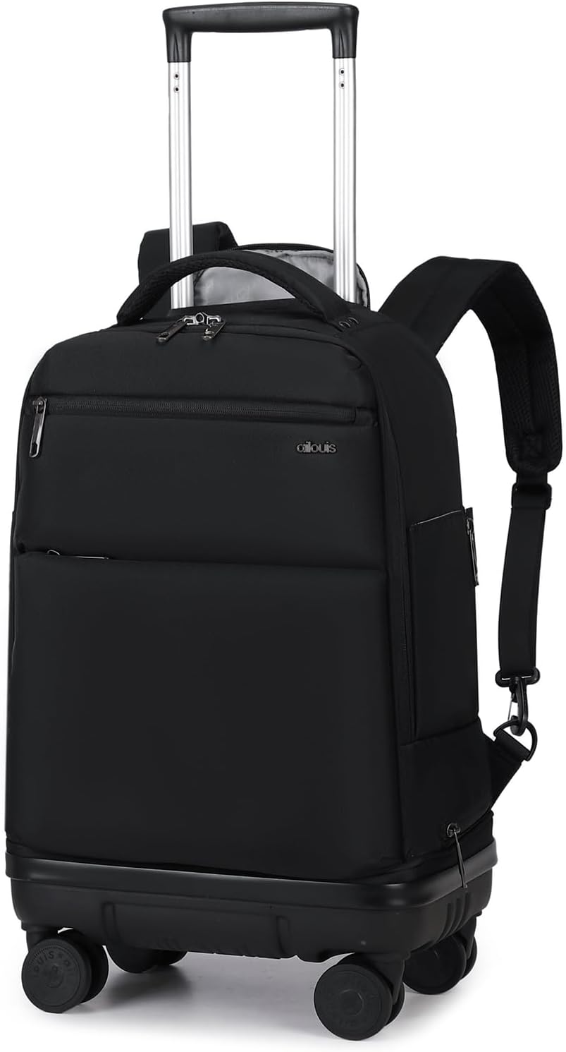 Rolling Backpack with Removable Wheels,18 inch Laptop Backpack with Wear-Resistant Chassis Carry on Travel Backpack Water Resistant Wheeled Backpacks for Women Men