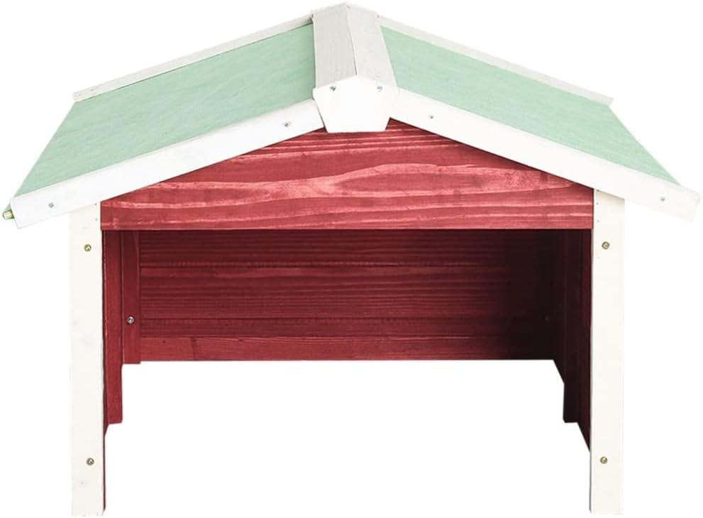 SKM Robotic Lawn Mower Garage 28.3'x34.3'x19.7', Wooden Lawn Mower Garage for Outdoor Red and White Firwood