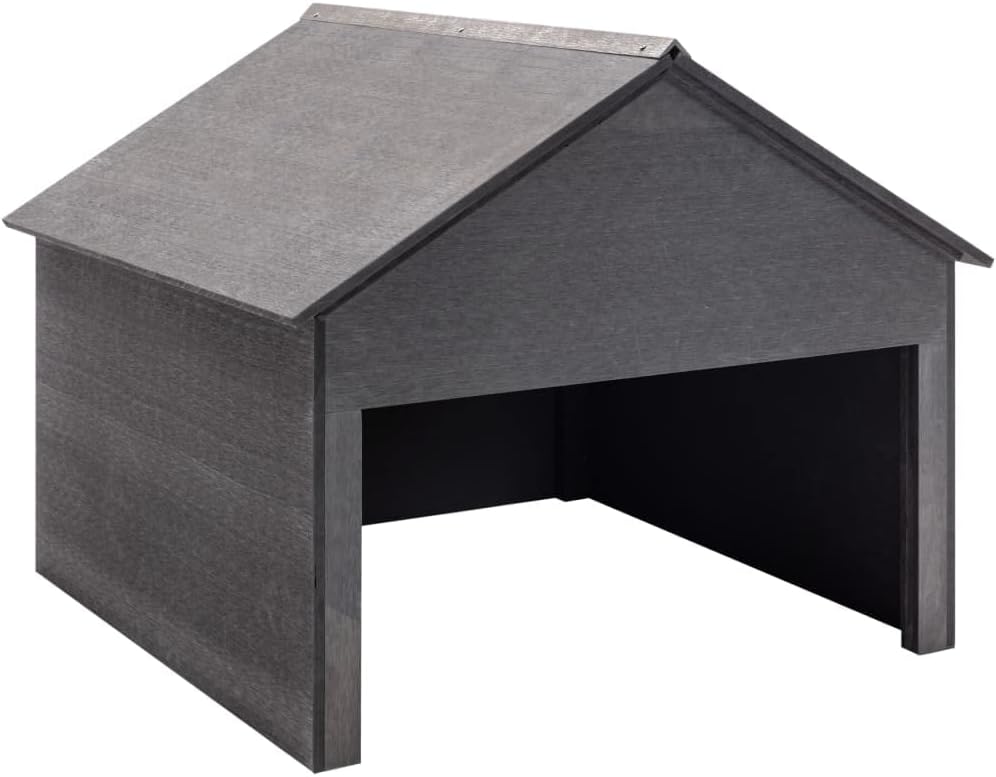 Robotic Lawn Mower Garage - Durable Wood Plastic Composite Weatherproof UV Resistant Outdoor Shed Protective Cover for Garden Tools Grey 31.5 x 31.5 x 27.6 Inch