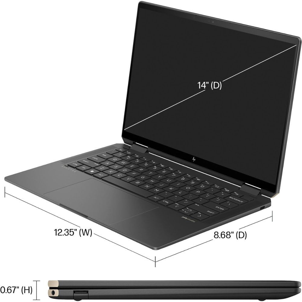 HP Spectre x360 2-in-1 Laptop - 14' 2880x1800 Touch Intel Arc Graphics - Intel Evo Core Ultra 7 155H 16 Cores - 16GB LPDDR5 1TB SSD - Backlit KB FP Thunderbolt 4 9MP+IR Camera - Win11 Pro