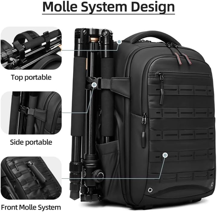 Camera backpack photographer, waterproof large DSLR camera backpacks for photographers large with 16-Inch Laptop Compartment, black backpack Fits drone