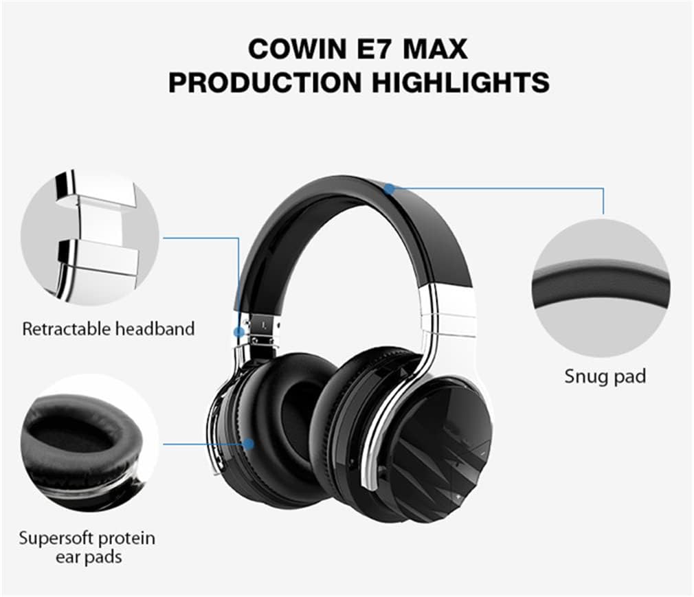 Sports ANC Active Noise Cancelling Headphones Wireless Bluetooth Over-Ear Foldable Headsets with Mic, Hi-Fi Stereo Deep Bass, 30H Playtime, for Sports/TV/Work,Black