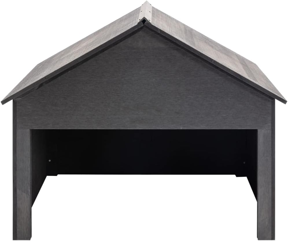 Robotic Lawn Mower Garage - Durable Wood Plastic Composite Weatherproof UV Resistant Outdoor Shed Protective Cover for Garden Tools Grey 31.5 x 31.5 x 27.6 Inch