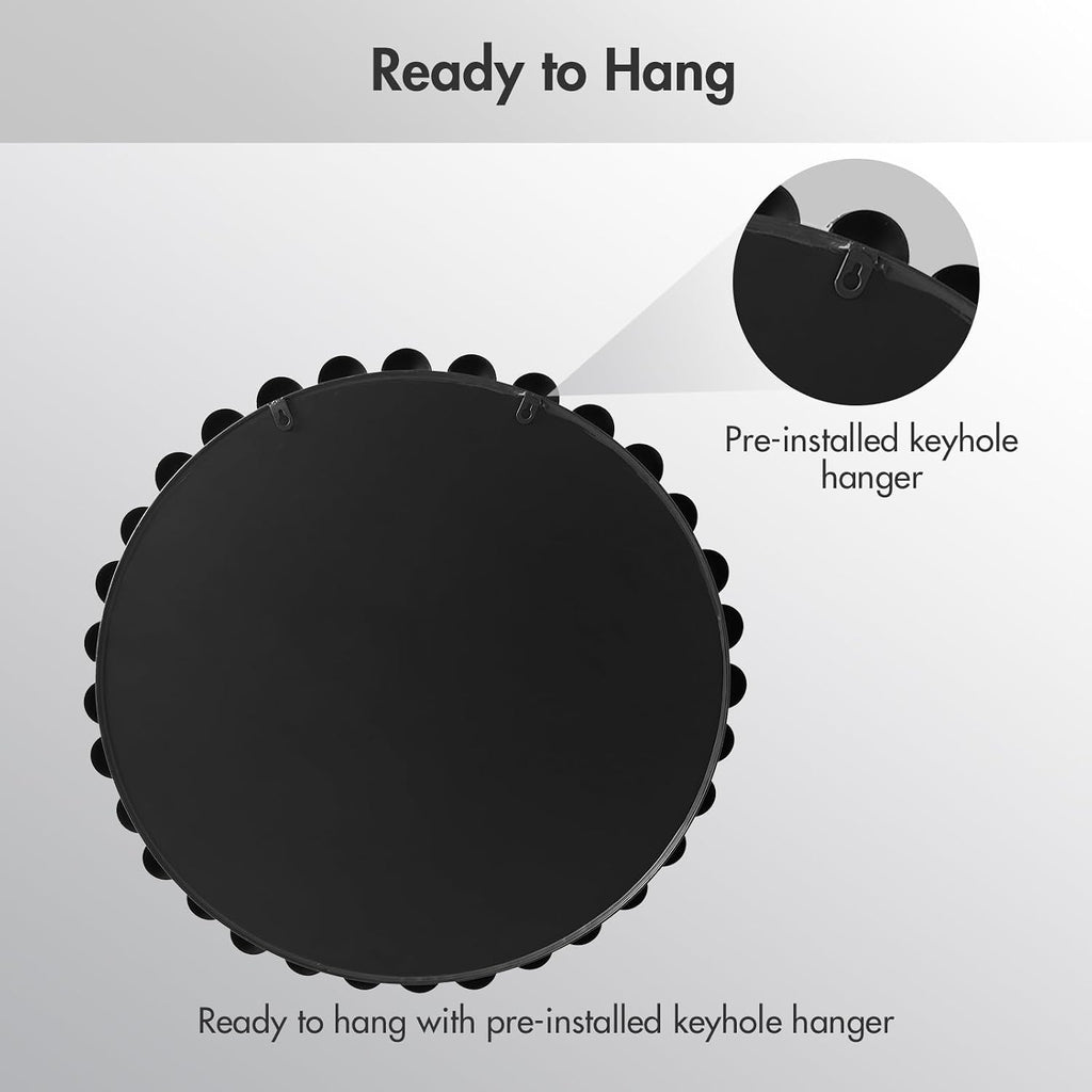 Madison Park 36 inch Black Round Mirror, Round Mirrors for Wall Decor, Metal Frame Circle Mirror for Bathroom, Living Room, Round Wall Metal Art Mirror