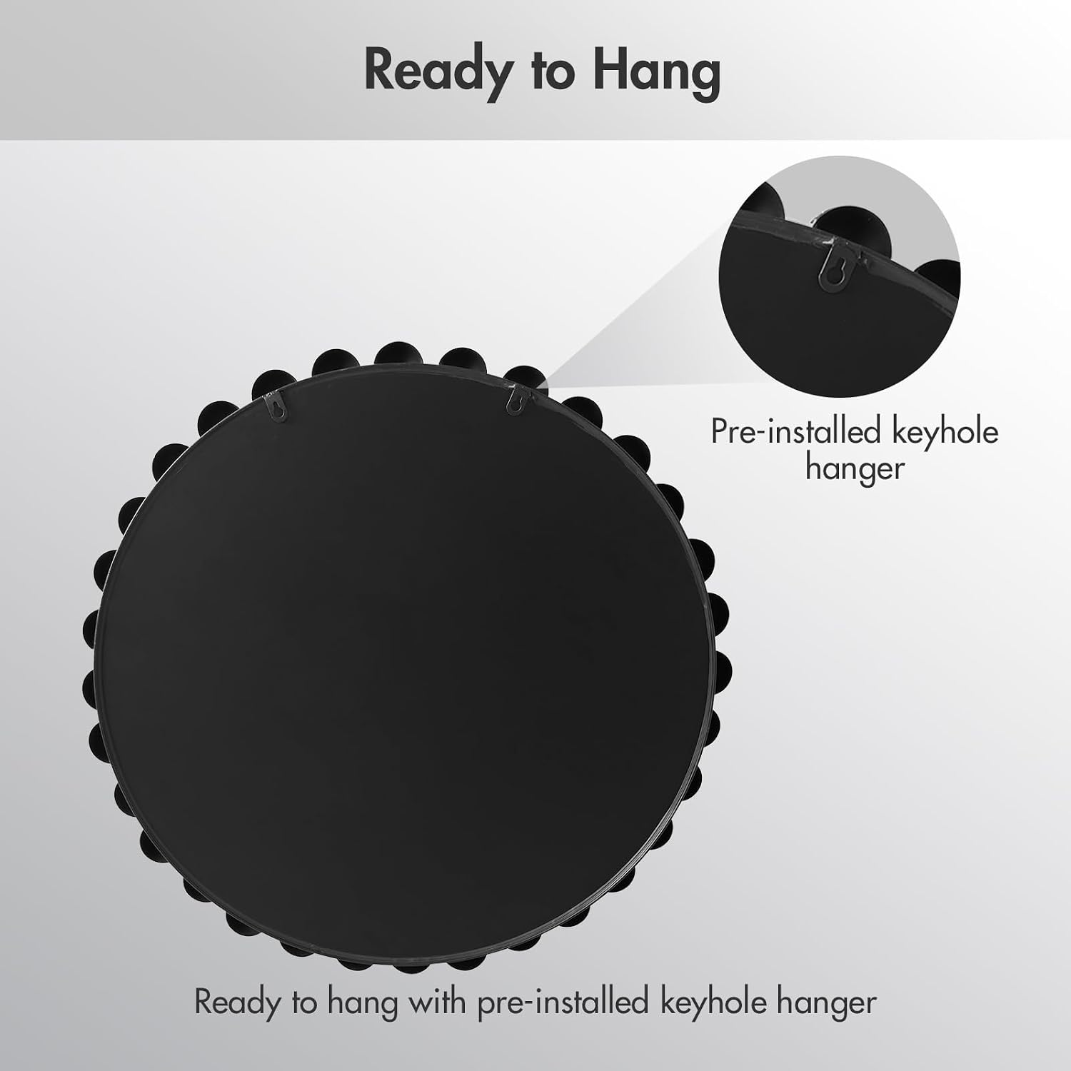 Madison Park 36 inch Black Round Mirror, Round Mirrors for Wall Decor, Metal Frame Circle Mirror for Bathroom, Living Room, Round Wall Metal Art Mirror