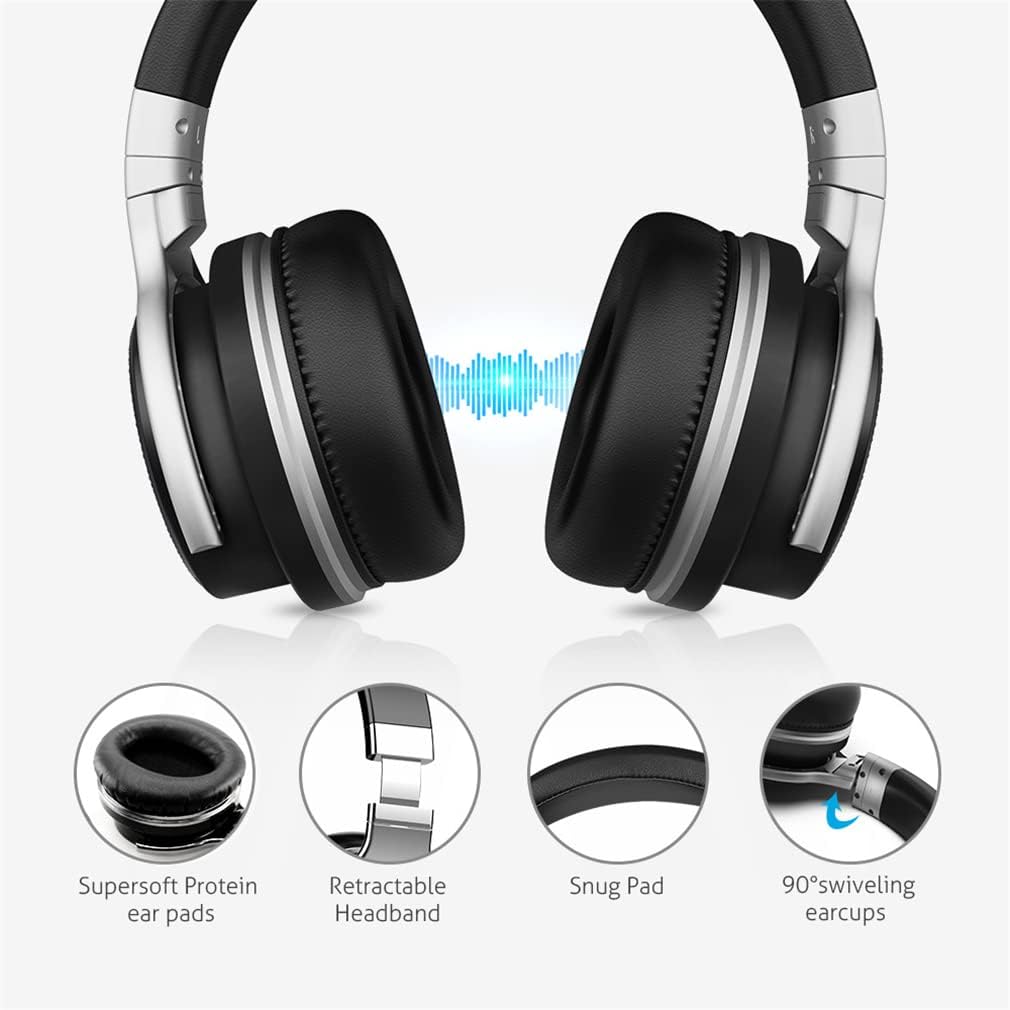 Active Noise Cancelling Over-Ear Headphones Wireless On-Ear Bluetooth Hi-Fi Stereo Headsets Foldable, 30H Playtime, Memory Foam Ear Cups, for Sports/Games