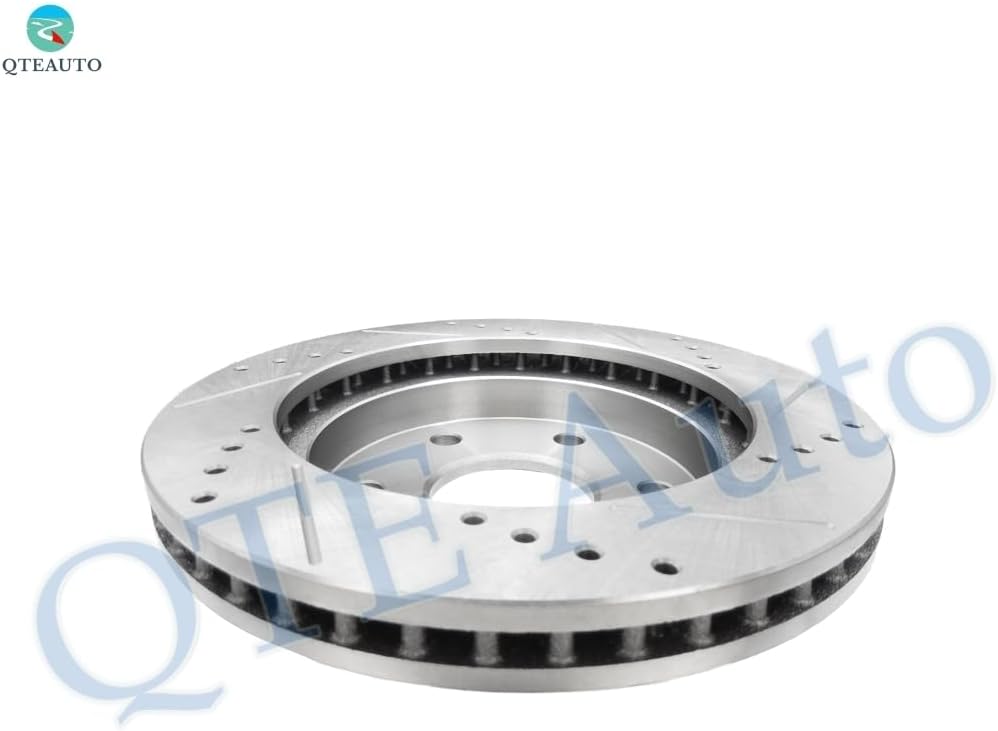 PM Auto Set of 6 Front 304.8mm Drilled Slotted Disc Brake Rotors-Ceramic Brake Pad kit Replacement For 2004 2005 Chevy Express 2500