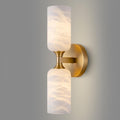 Alabaster Wall Sconce, 14in Modern Spanish Natural Marble Bathroom Vanity Sconces, Unique Indoor Brass Wall Lighting,Gold Fixtures Decor for Bedroom Living Room Staircases